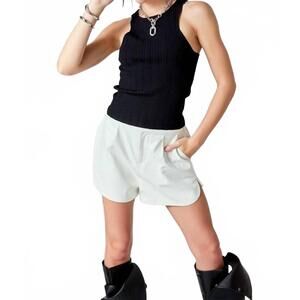 NEW GREY LAB high waisted faux leather shorts in white